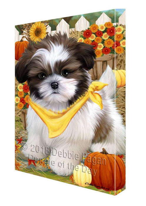 Fall Autumn Greeting Shih Tzu Dog with Pumpkins Canvas Print Wall Art Décor CVS74051