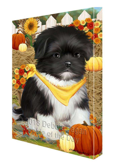 Fall Autumn Greeting Shih Tzu Dog with Pumpkins Canvas Print Wall Art Décor CVS74060