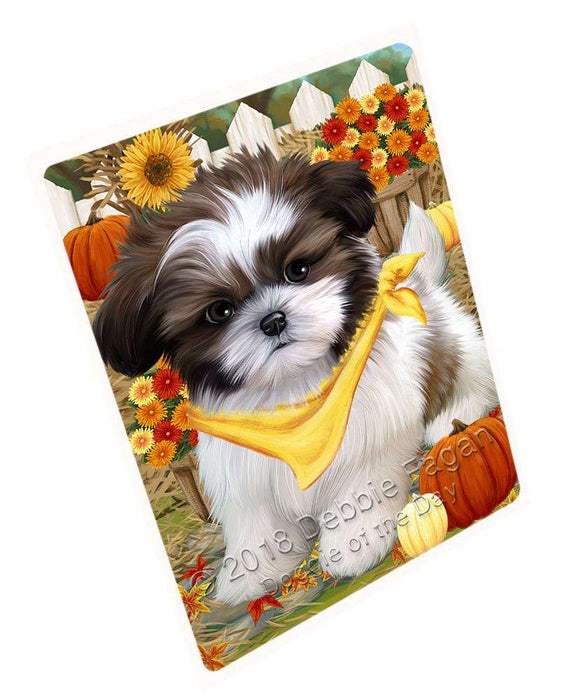 Fall Autumn Greeting Shih Tzu Dog with Pumpkins Cutting Board C56634