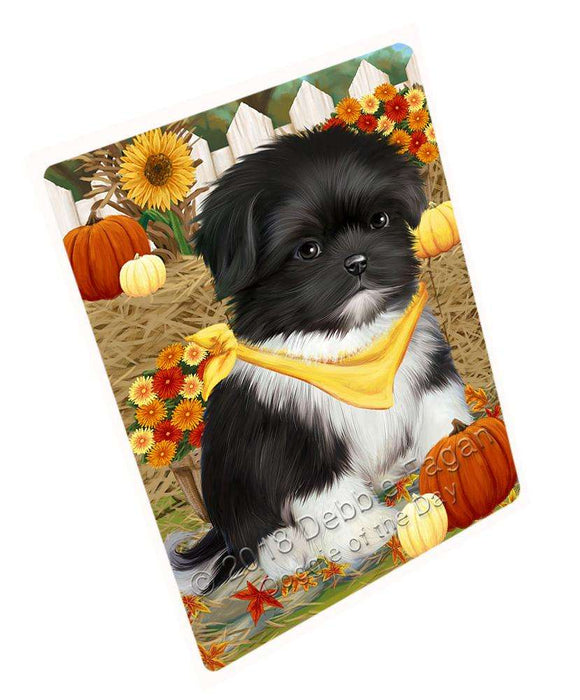Fall Autumn Greeting Shih Tzu Dog with Pumpkins Cutting Board C56637