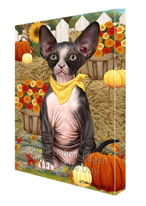 Fall Autumn Greeting Sphynx Cat with Pumpkins Canvas Print Wall Art Décor CVS87929