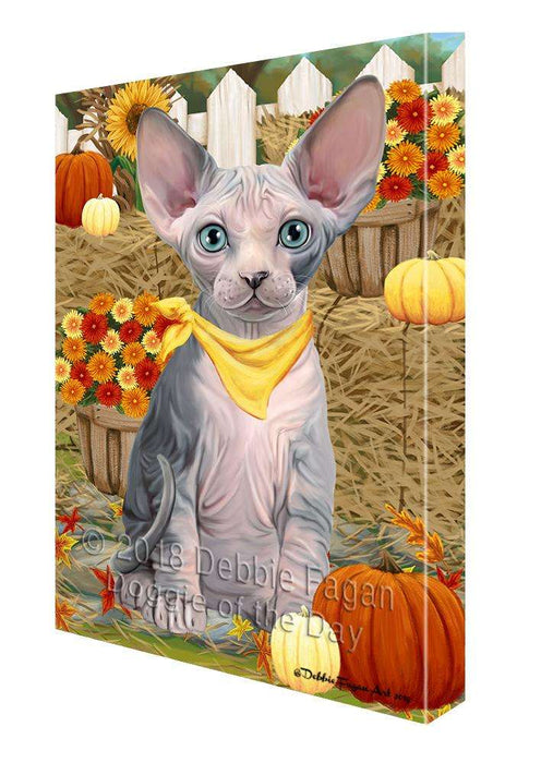 Fall Autumn Greeting Sphynx Cat with Pumpkins Canvas Print Wall Art Décor CVS87938