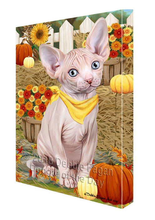 Fall Autumn Greeting Sphynx Cat with Pumpkins Canvas Print Wall Art Décor CVS87947
