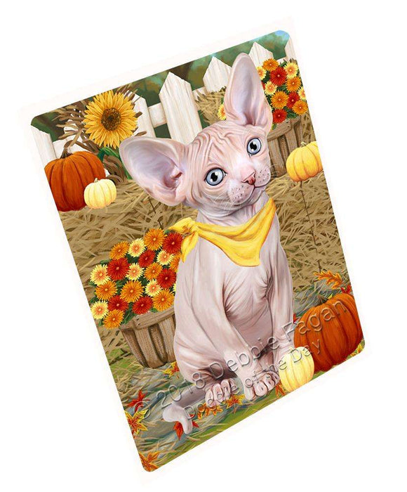 Fall Autumn Greeting Sphynx Cat with Pumpkins Cutting Board C61143