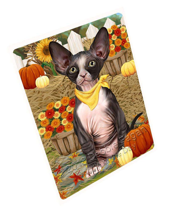 Fall Autumn Greeting Sphynx Cat with Pumpkins Large Refrigerator / Dishwasher Magnet RMAG74274