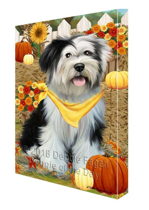 Fall Autumn Greeting Tibetan Terrier Dog with Pumpkins Canvas Print Wall Art Décor CVS74114