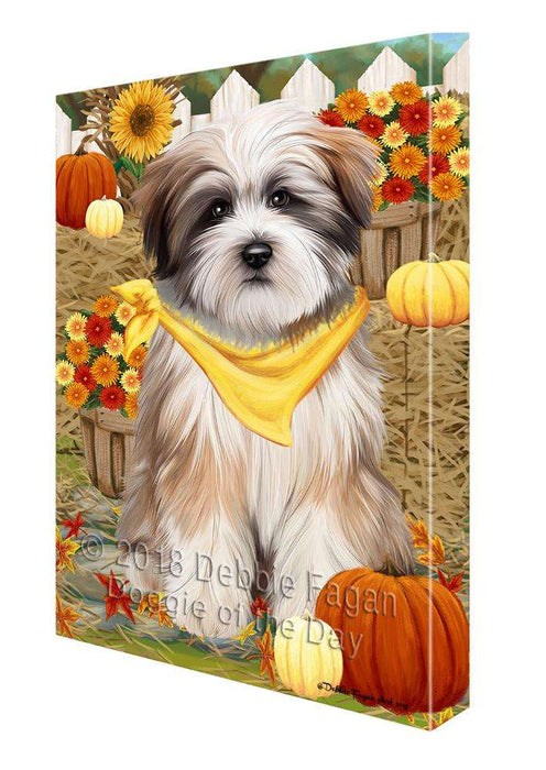 Fall Autumn Greeting Tibetan Terrier Dog with Pumpkins Canvas Print Wall Art Décor CVS74132