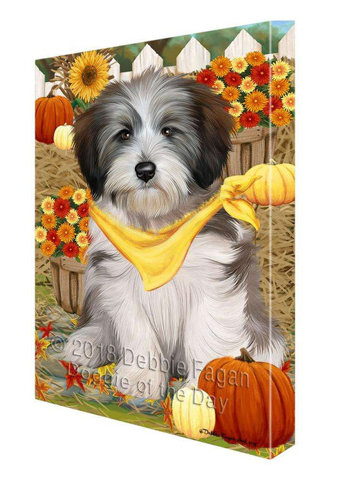 Fall Autumn Greeting Tibetan Terrier Dog with Pumpkins Canvas Print Wall Art Décor CVS74141