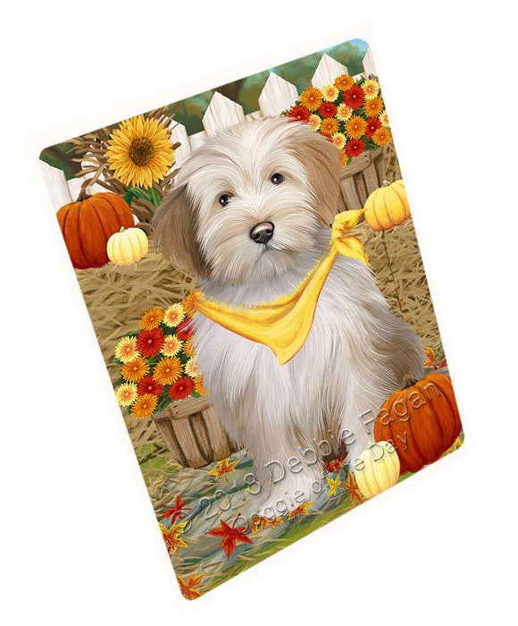 Fall Autumn Greeting Tibetan Terrier Dog with Pumpkins Cutting Board C56658
