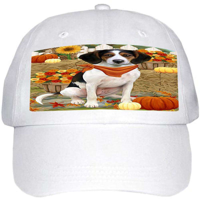 Fall Autumn Greeting Treeing Walker Coonhound Dog with Pumpkins Ball Hat Cap HAT56376