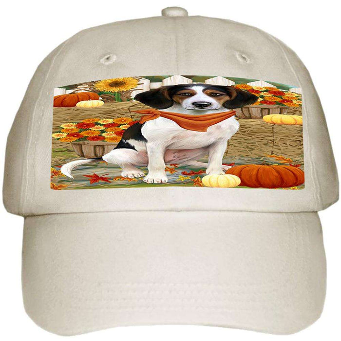 Fall Autumn Greeting Treeing Walker Coonhound Dog with Pumpkins Ball Hat Cap HAT56376