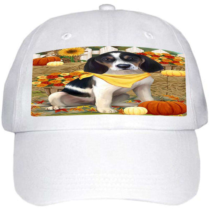 Fall Autumn Greeting Treeing Walker Coonhound Dog with Pumpkins Ball Hat Cap HAT56379