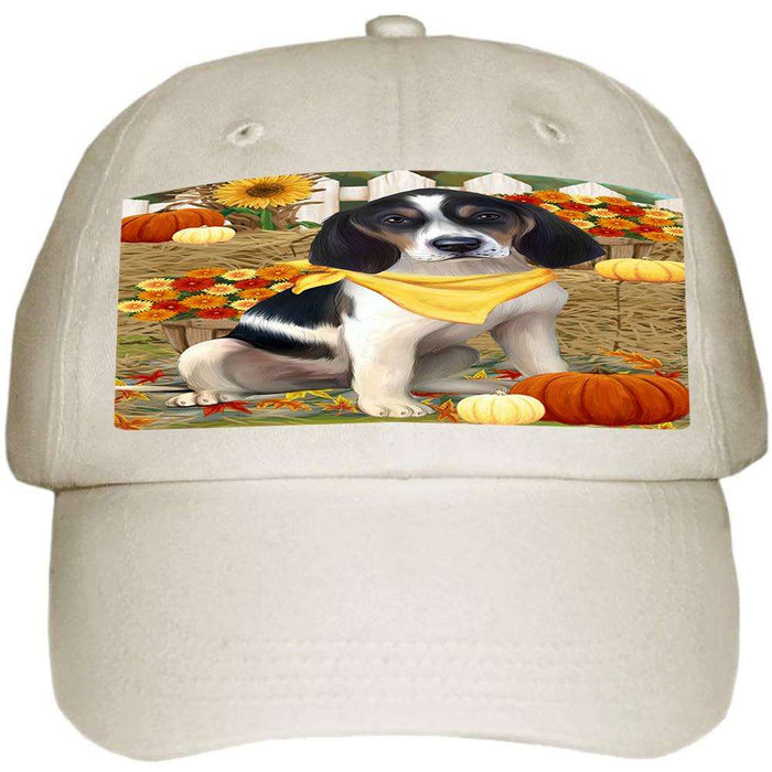 Fall Autumn Greeting Treeing Walker Coonhound Dog with Pumpkins Ball Hat Cap HAT56379