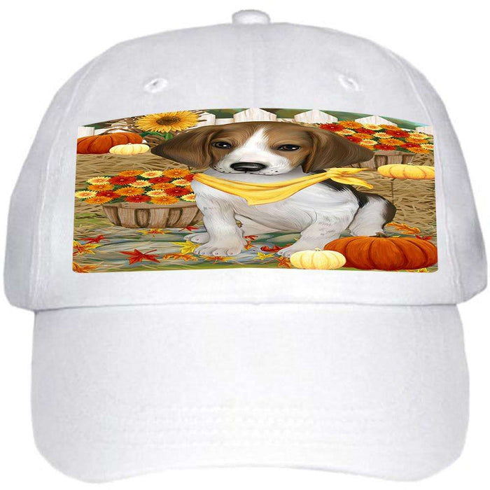 Fall Autumn Greeting Treeing Walker Coonhound Dog with Pumpkins Ball Hat Cap HAT56382