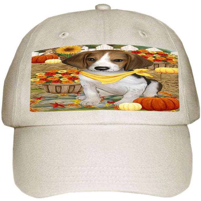 Fall Autumn Greeting Treeing Walker Coonhound Dog with Pumpkins Ball Hat Cap HAT56382