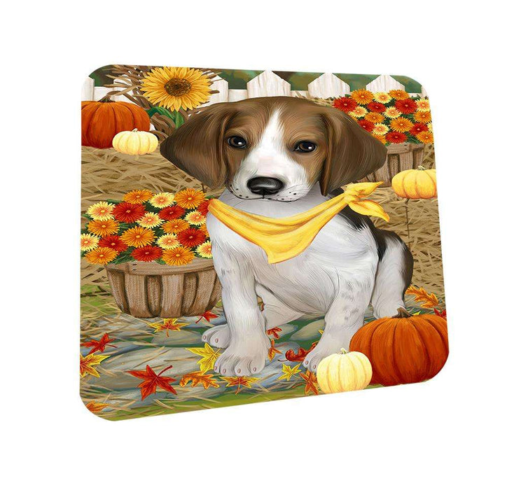 Fall Autumn Greeting Treeing Walker Coonhound Dog with Pumpkins Coasters Set of 4 CST50830