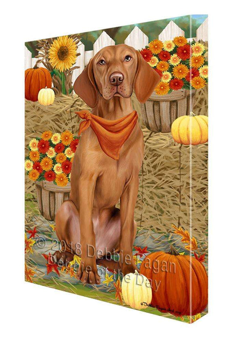 Fall Autumn Greeting Vizsla Dog with Pumpkins Canvas Print Wall Art Décor CVS74177