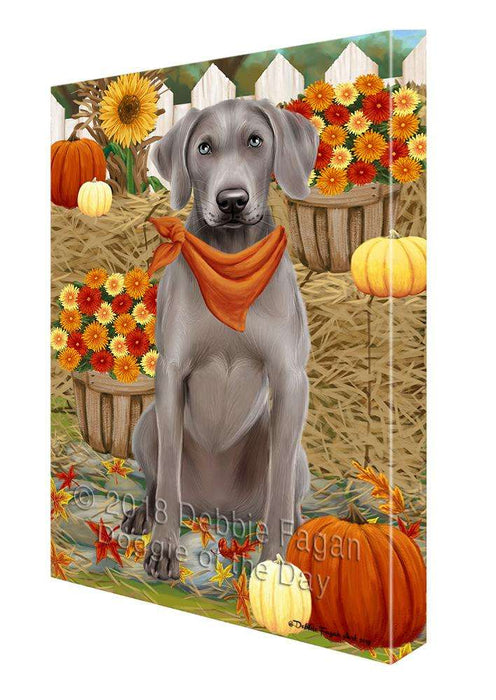 Fall Autumn Greeting Weimaraner Dog with Pumpkins Canvas Print Wall Art Décor CVS74195