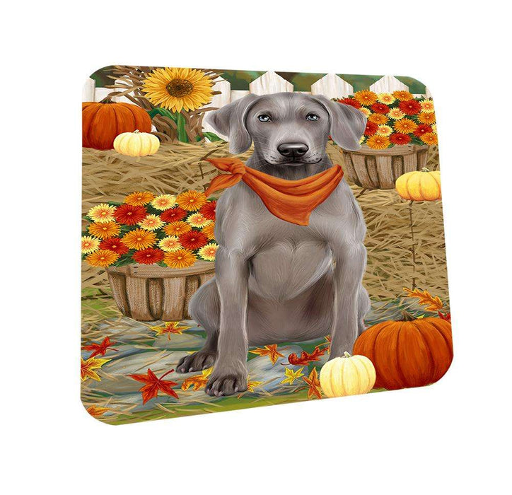 Fall Autumn Greeting Weimaraner Dog with Pumpkins Coasters Set of 4 CST50833
