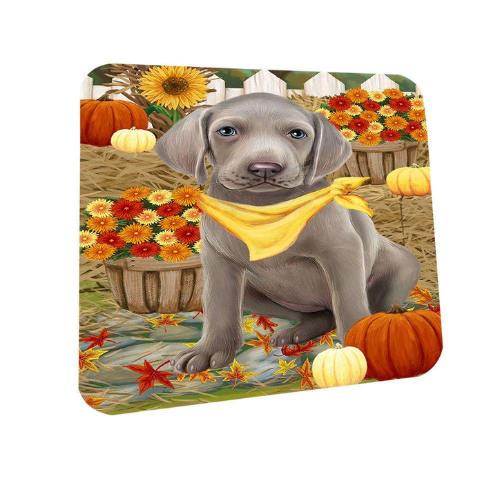 Fall Autumn Greeting Weimaraner Dog with Pumpkins Coasters Set of 4 CST50834