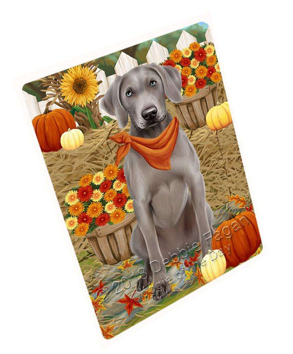 Fall Autumn Greeting Weimaraner Dog with Pumpkins Cutting Board C56682