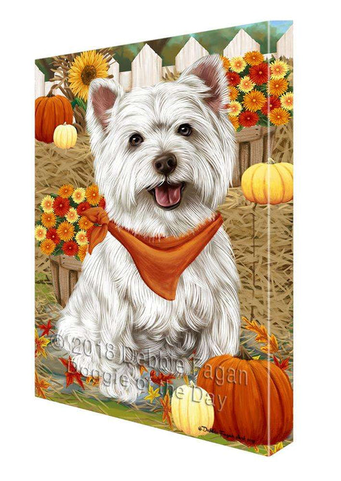 Fall Autumn Greeting West Highland Terrier Dog with Pumpkins Canvas Print Wall Art Décor CVS74213
