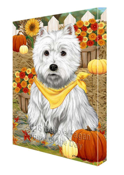 Fall Autumn Greeting West Highland Terrier Dog with Pumpkins Canvas Print Wall Art Décor CVS74222