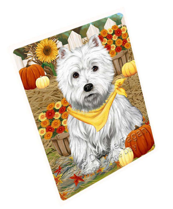 Fall Autumn Greeting West Highland Terrier Dog with Pumpkins Cutting Board C56691