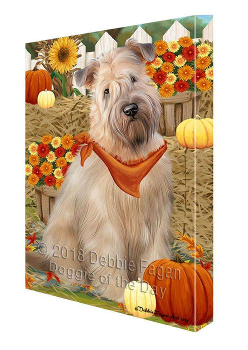 Fall Autumn Greeting Wheaten Terrier Dog with Pumpkins Canvas Print Wall Art Décor CVS87974