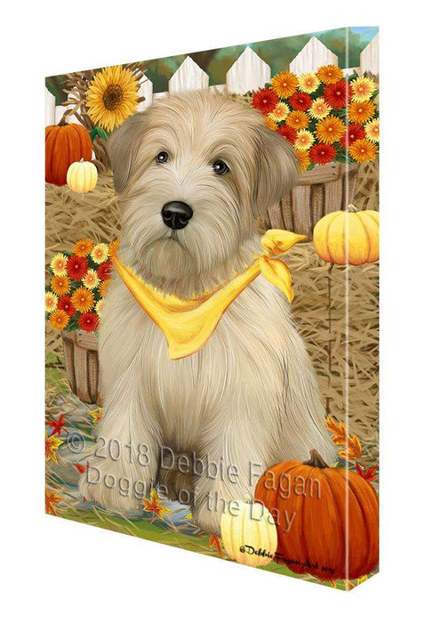 Fall Autumn Greeting Wheaten Terrier Dog with Pumpkins Canvas Print Wall Art Décor CVS87983