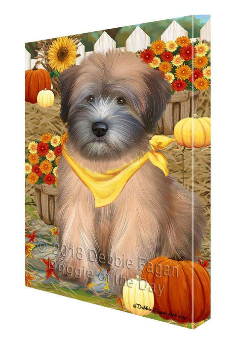 Fall Autumn Greeting Wheaten Terrier Dog with Pumpkins Canvas Print Wall Art Décor CVS87992