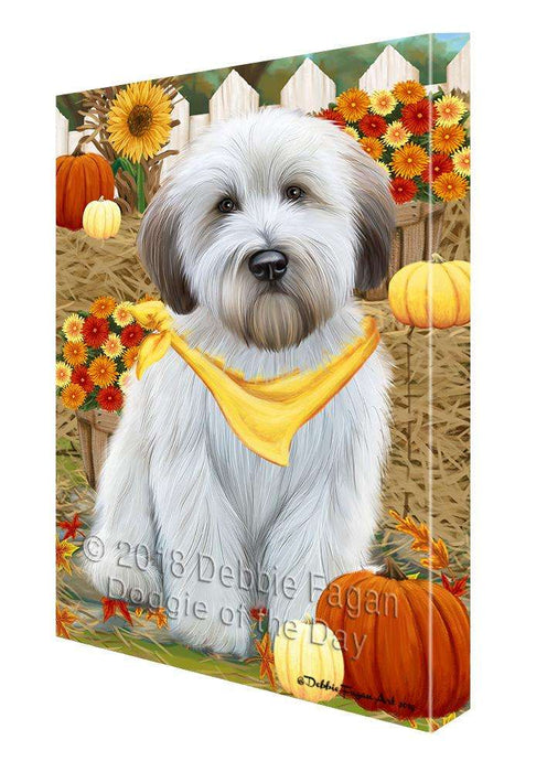 Fall Autumn Greeting Wheaten Terrier Dog with Pumpkins Canvas Print Wall Art Décor CVS88001