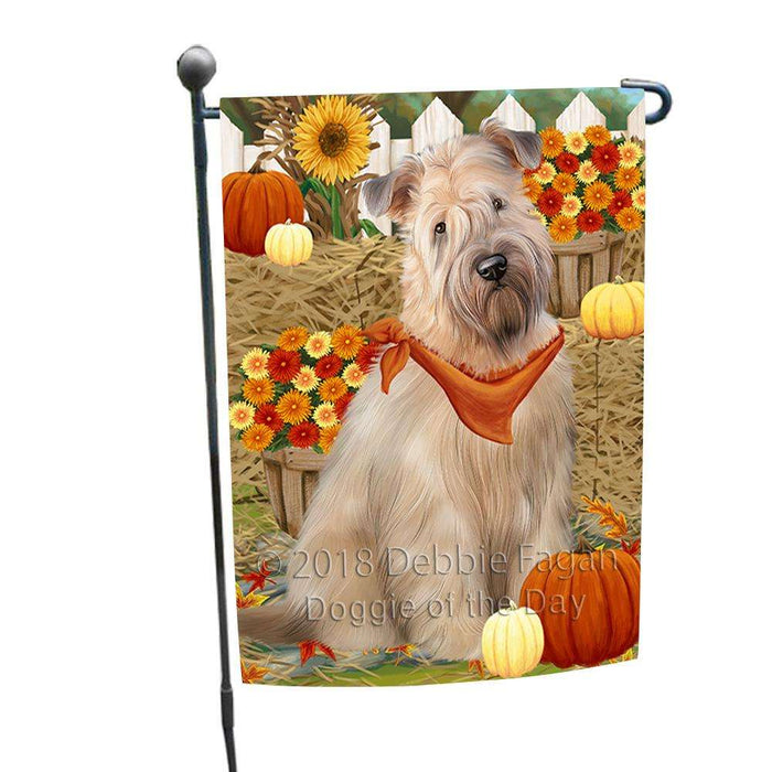 Fall Autumn Greeting Wheaten Terrier Dog with Pumpkins Garden Flag GFLG52298