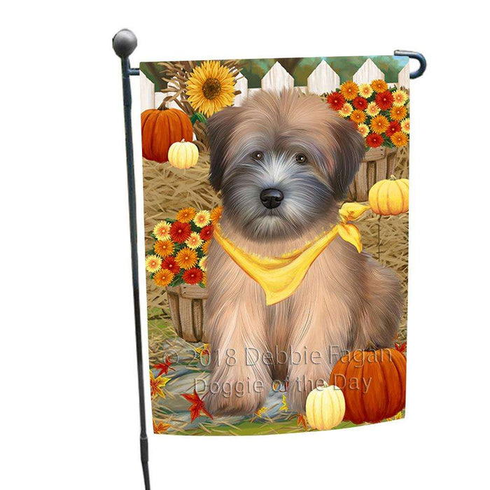 Fall Autumn Greeting Wheaten Terrier Dog with Pumpkins Garden Flag GFLG52300
