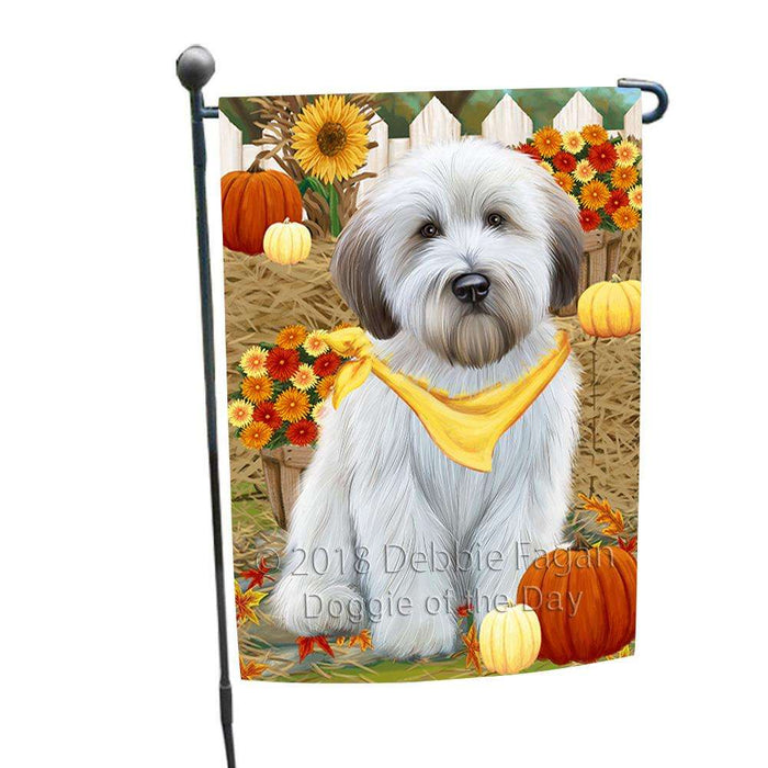 Fall Autumn Greeting Wheaten Terrier Dog with Pumpkins Garden Flag GFLG52301