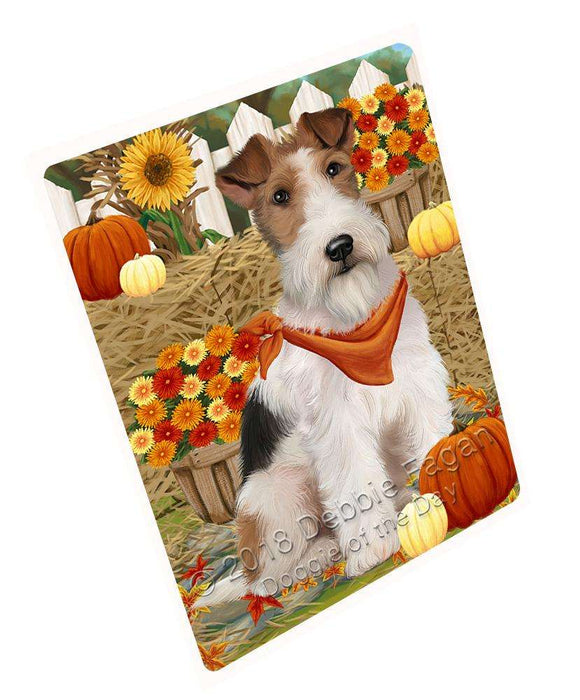 Fall Autumn Greeting Wire Fox Terrier Dog with Pumpkins Cutting Board C61164