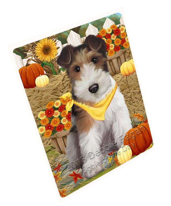 Fall Autumn Greeting Wire Fox Terrier Dog with Pumpkins Cutting Board C61167
