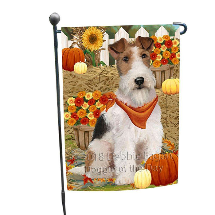 Fall Autumn Greeting Wire Fox Terrier Dog with Pumpkins Garden Flag GFLG52302