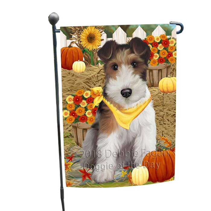 Fall Autumn Greeting Wire Fox Terrier Dog with Pumpkins Garden Flag GFLG52303