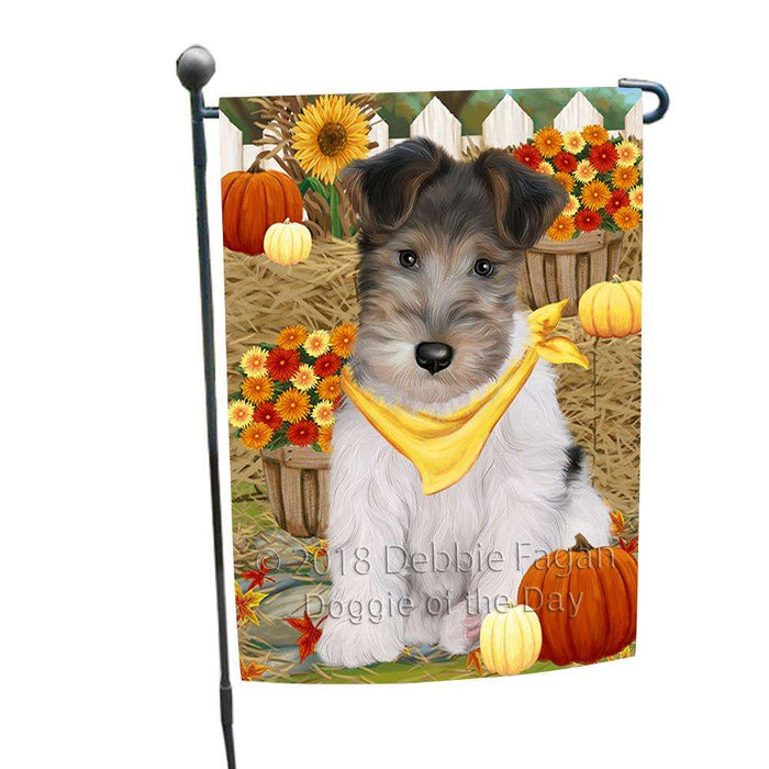 Fall Autumn Greeting Wire Fox Terrier Dog with Pumpkins Garden Flag GFLG52304