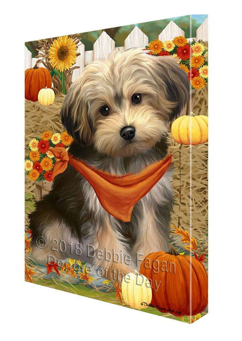 Fall Autumn Greeting Yorkipoo Dog with Pumpkins Canvas Print Wall Art Décor CVS74231