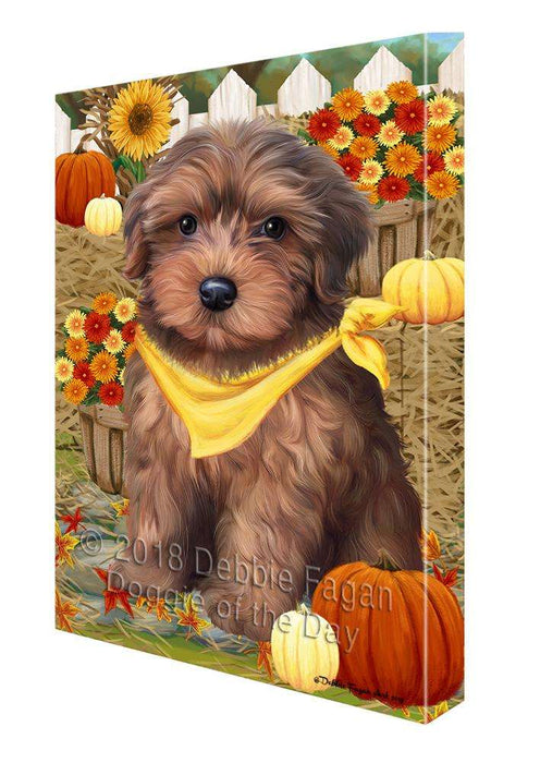 Fall Autumn Greeting Yorkipoo Dog with Pumpkins Canvas Print Wall Art Décor CVS74240