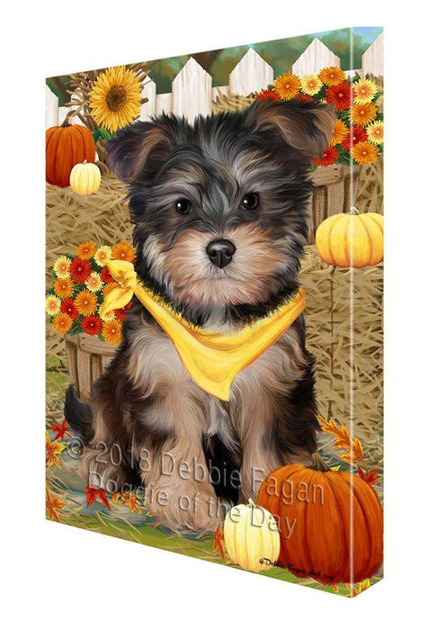 Fall Autumn Greeting Yorkipoo Dog with Pumpkins Canvas Print Wall Art Décor CVS74249