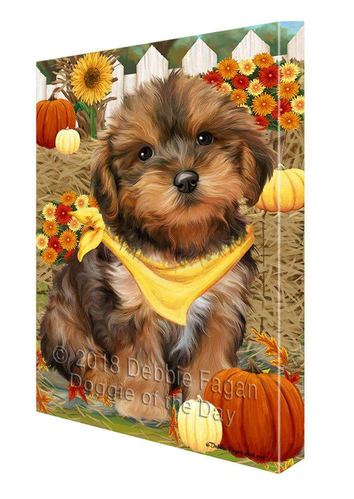 Fall Autumn Greeting Yorkipoo Dog with Pumpkins Canvas Print Wall Art Décor CVS74258