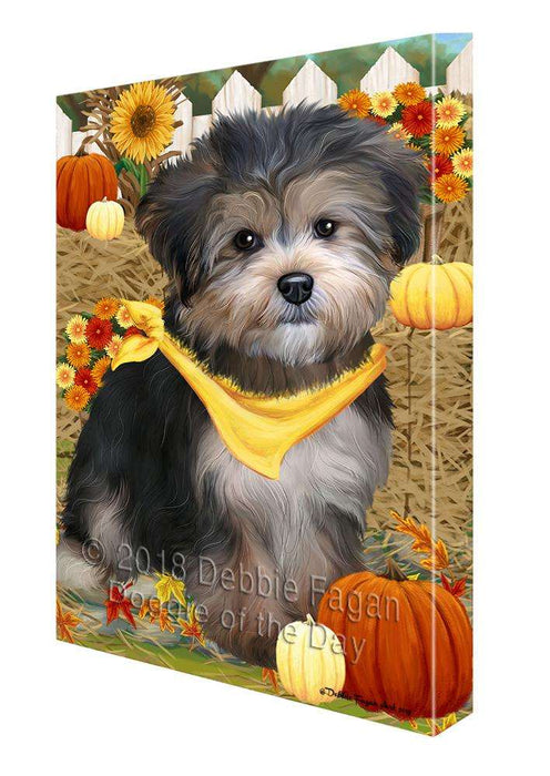Fall Autumn Greeting Yorkipoo Dog with Pumpkins Canvas Print Wall Art Décor CVS74267