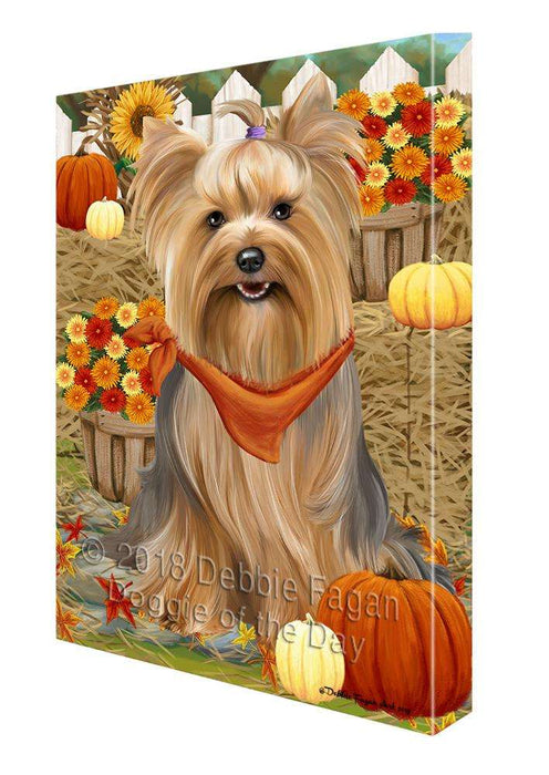Fall Autumn Greeting Yorkshire Terrier Dog with Pumpkins Canvas Print Wall Art Décor CVS74276