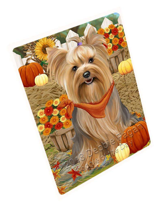 Fall Autumn Greeting Yorkshire Terrier Dog with Pumpkins Cutting Board C56709