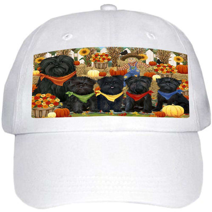 Fall Festive Gathering Affenpinschers with Pumpkins Ball Hat Cap HAT55572