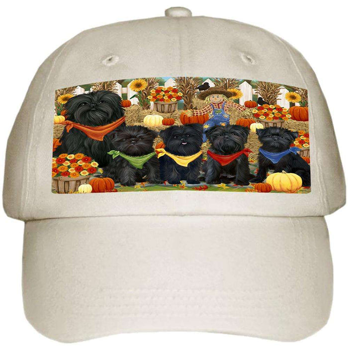 Fall Festive Gathering Affenpinschers with Pumpkins Ball Hat Cap HAT55572