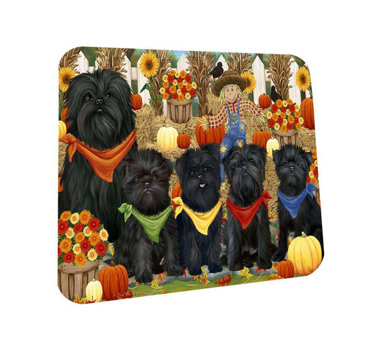 Fall Festive Gathering Affenpinschers with Pumpkins Coasters Set of 4 CST50560